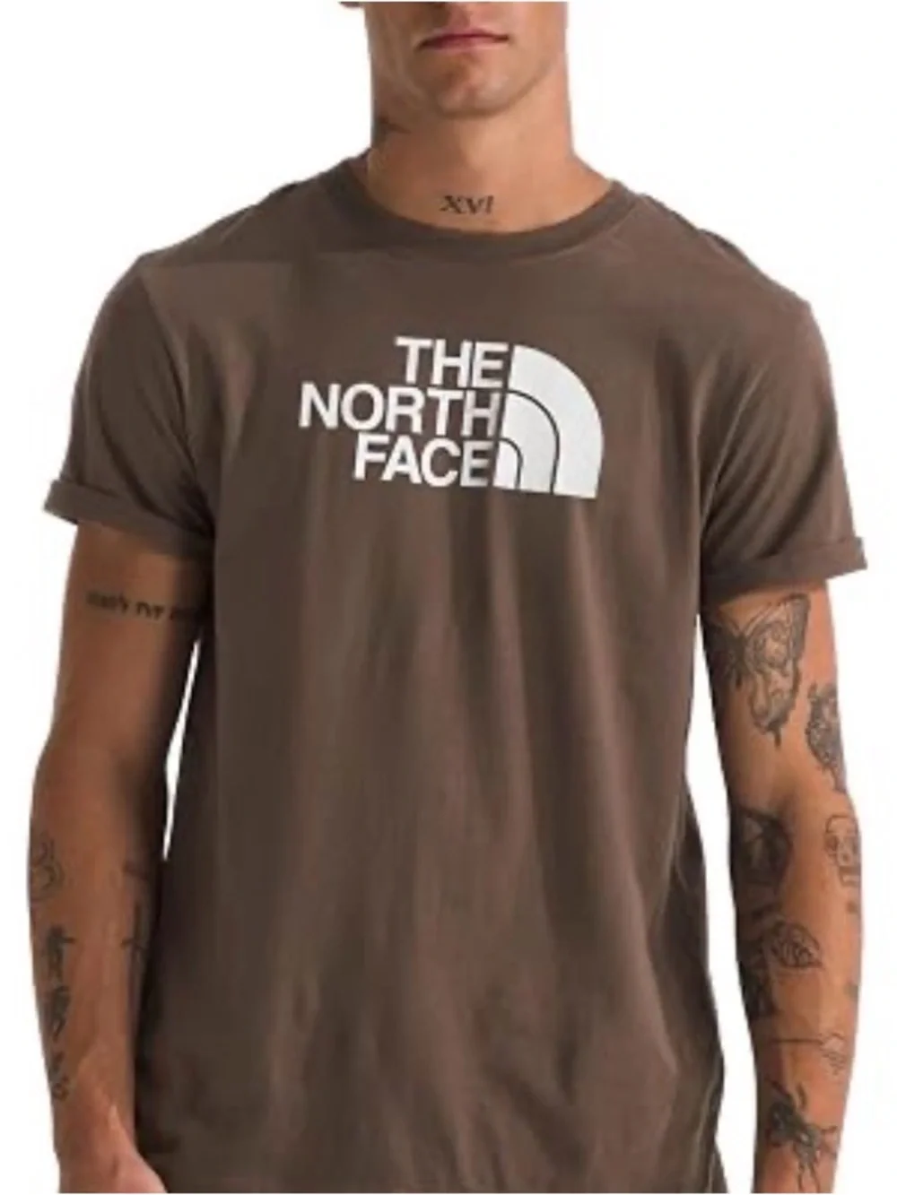 The North Face Short Sleeve Half Dome Tee in Smokey Brown. NWT
